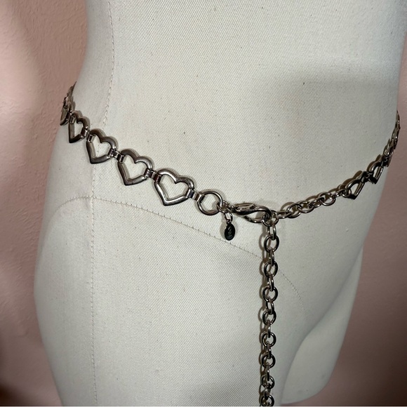 Vintage retro art deco coquette girl silver heart skinny Chain Belt 1980’s main image 14